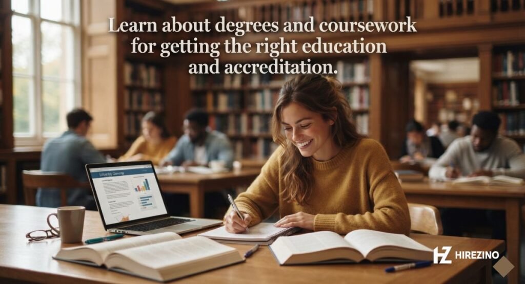 Learn about degrees and coursework for getting the right education and accreditation.